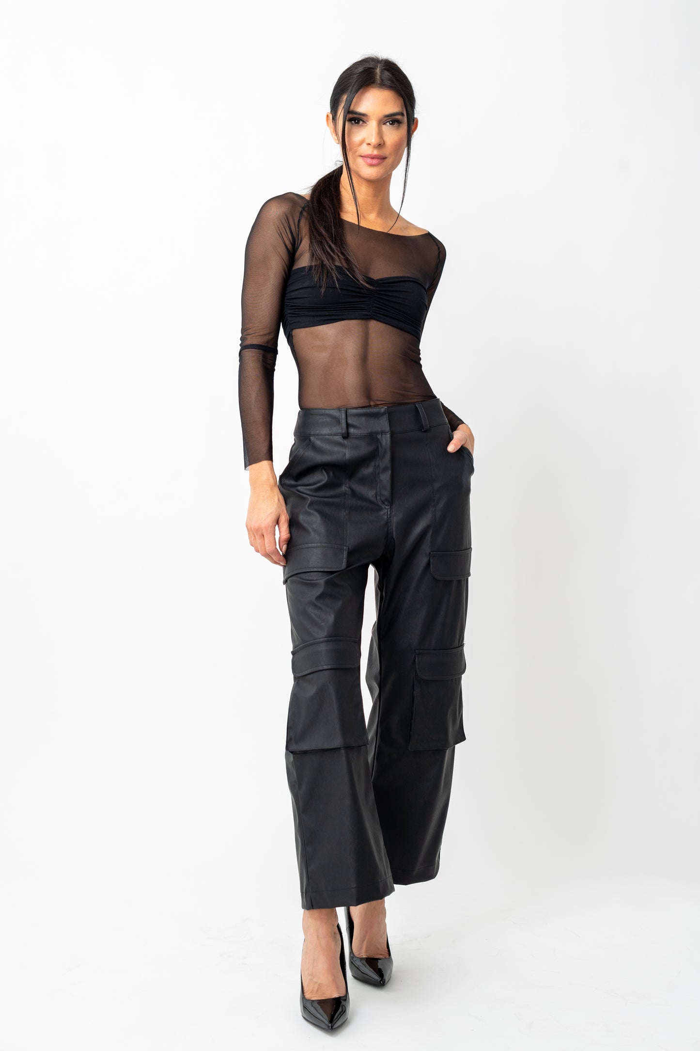 BA Waxed Wide-Leg Cargo Pant