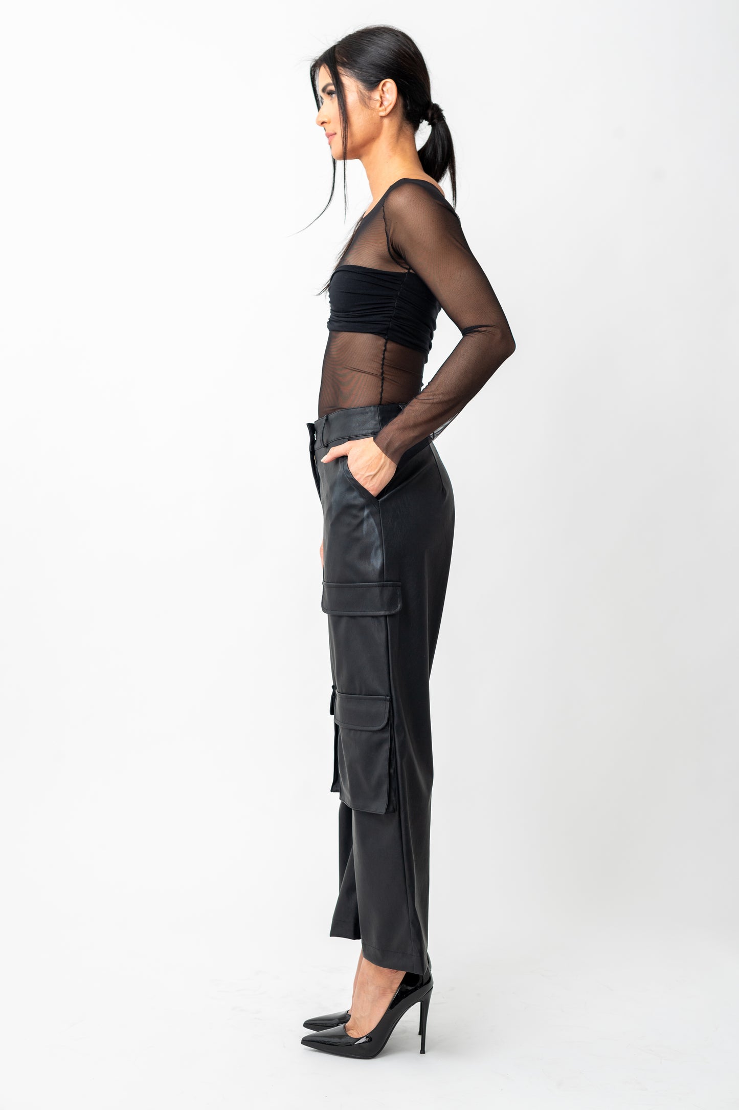 BA Waxed Wide-Leg Cargo Pant