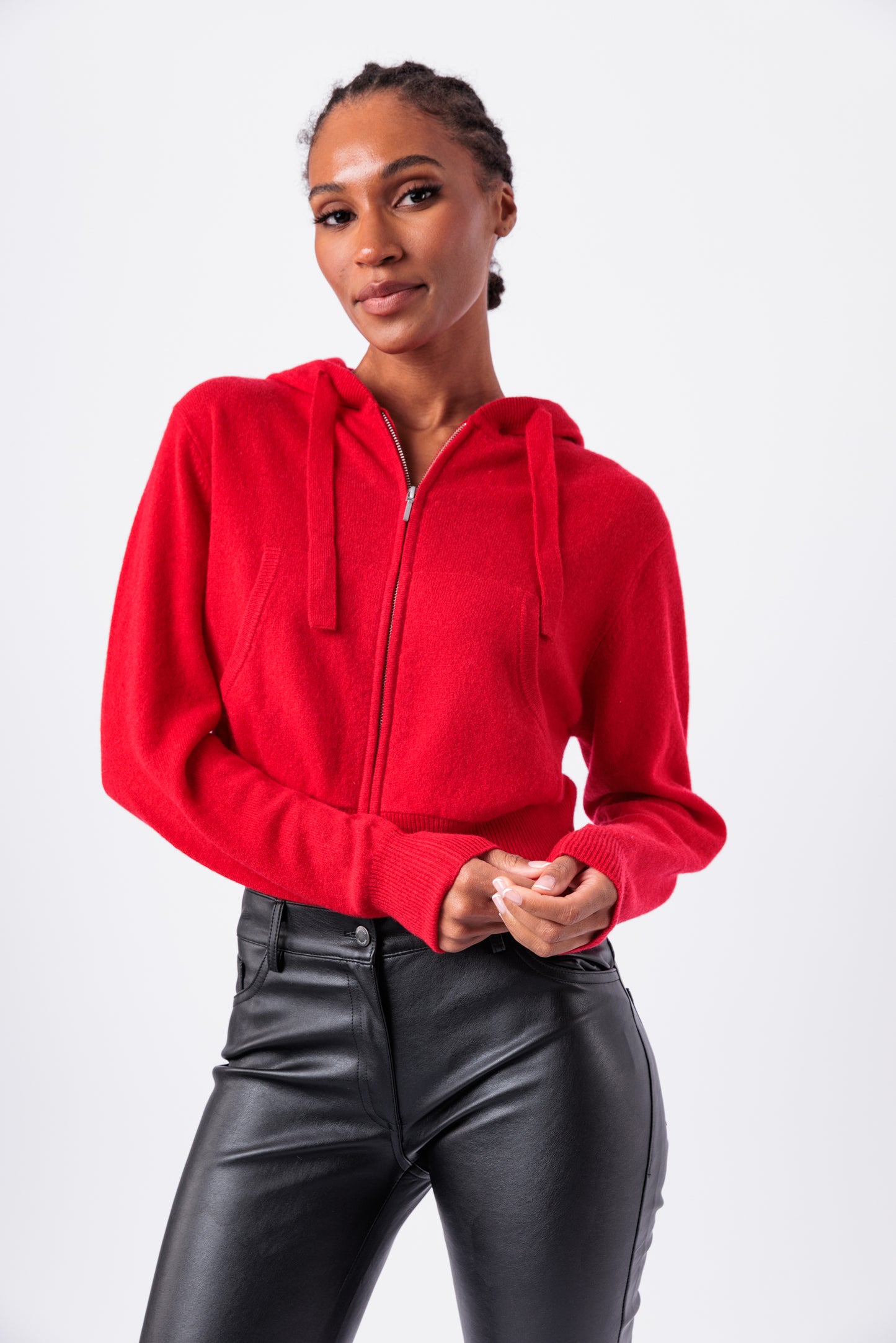 Ruby Zipper Cropped Cashmere Hoodie