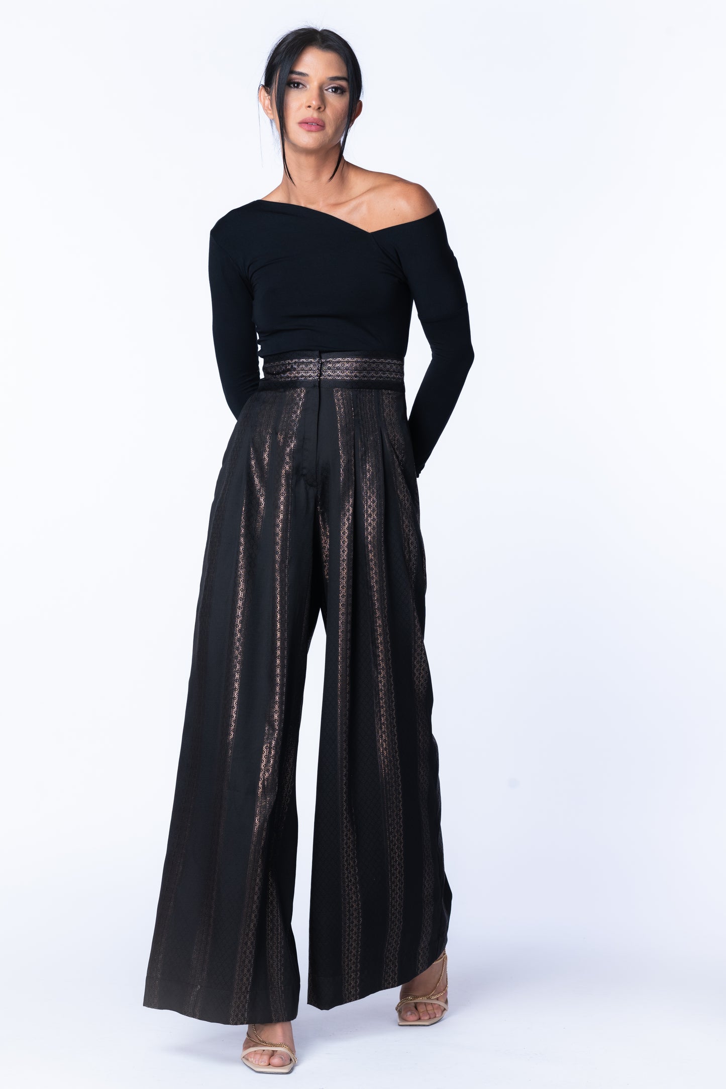 Wide-Leg Lurex Pant