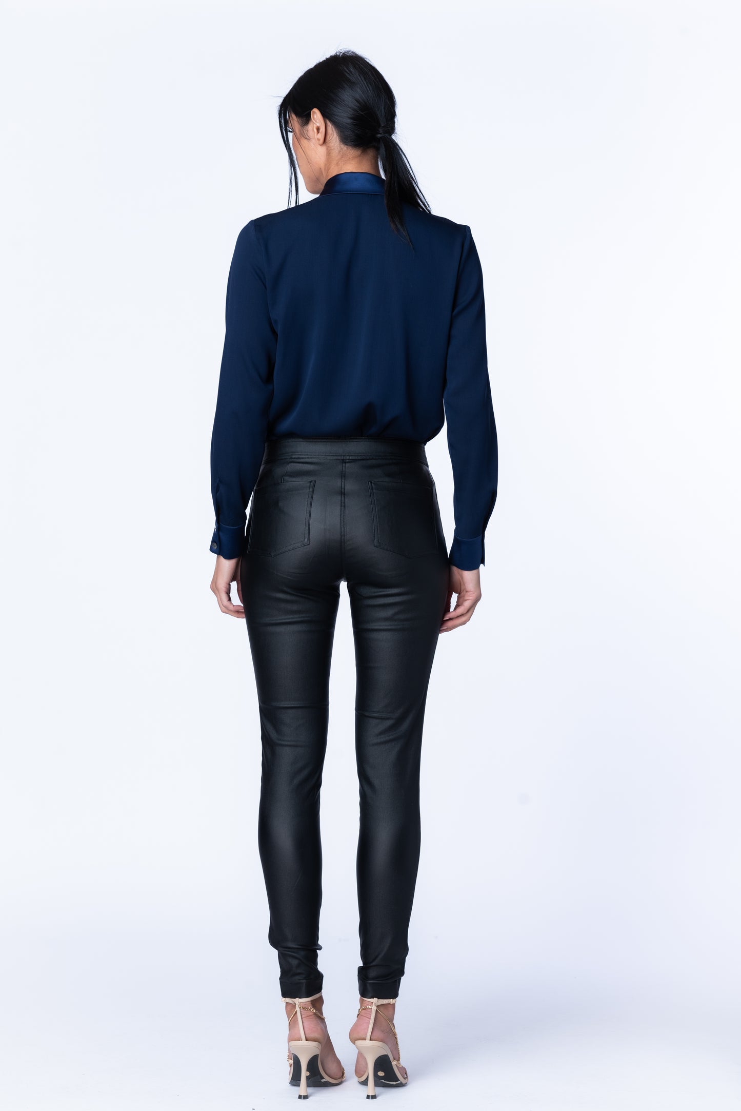 Eyelash-Frayed Classic Button-Down Blouse