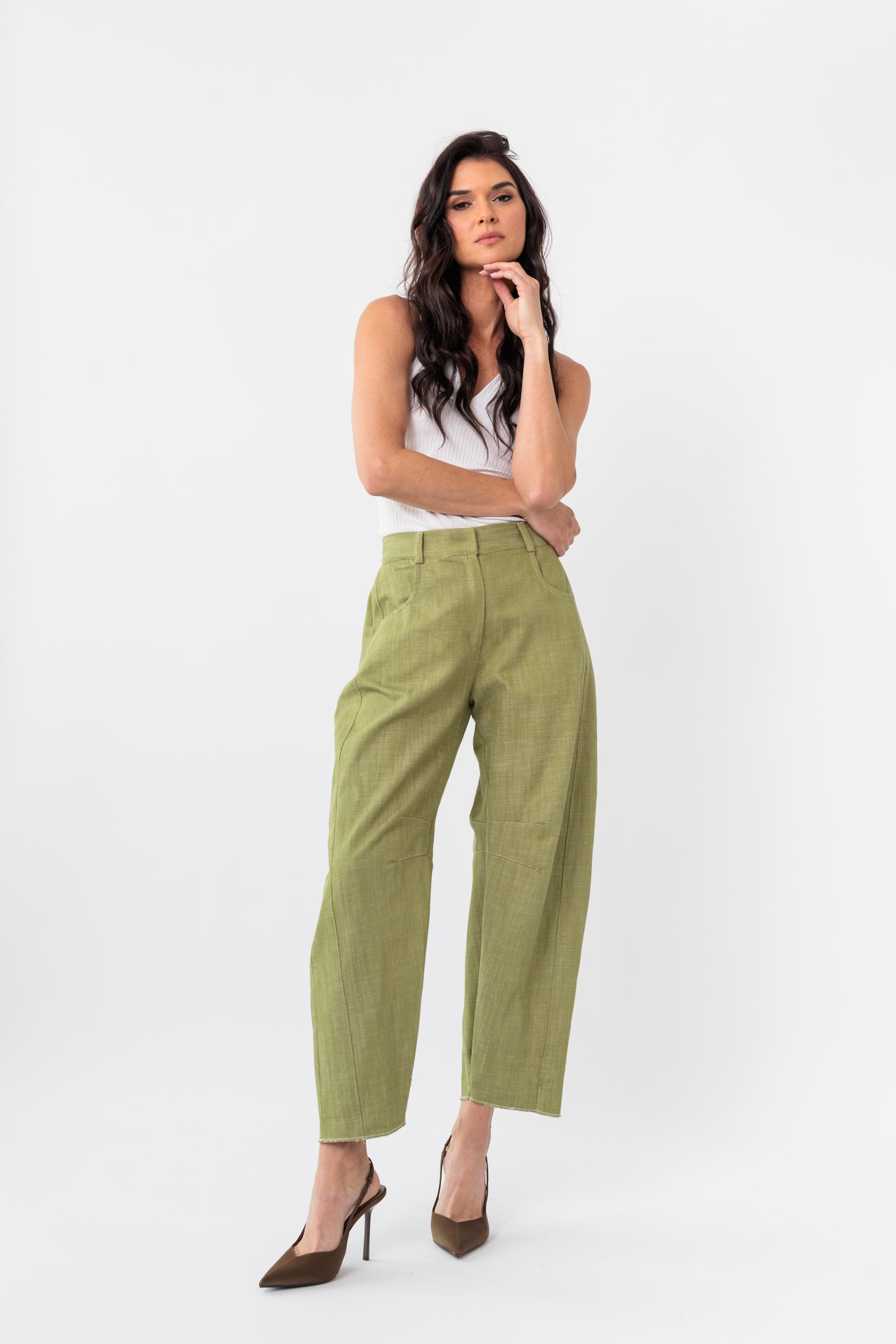 Denim Twill Barrel Pant