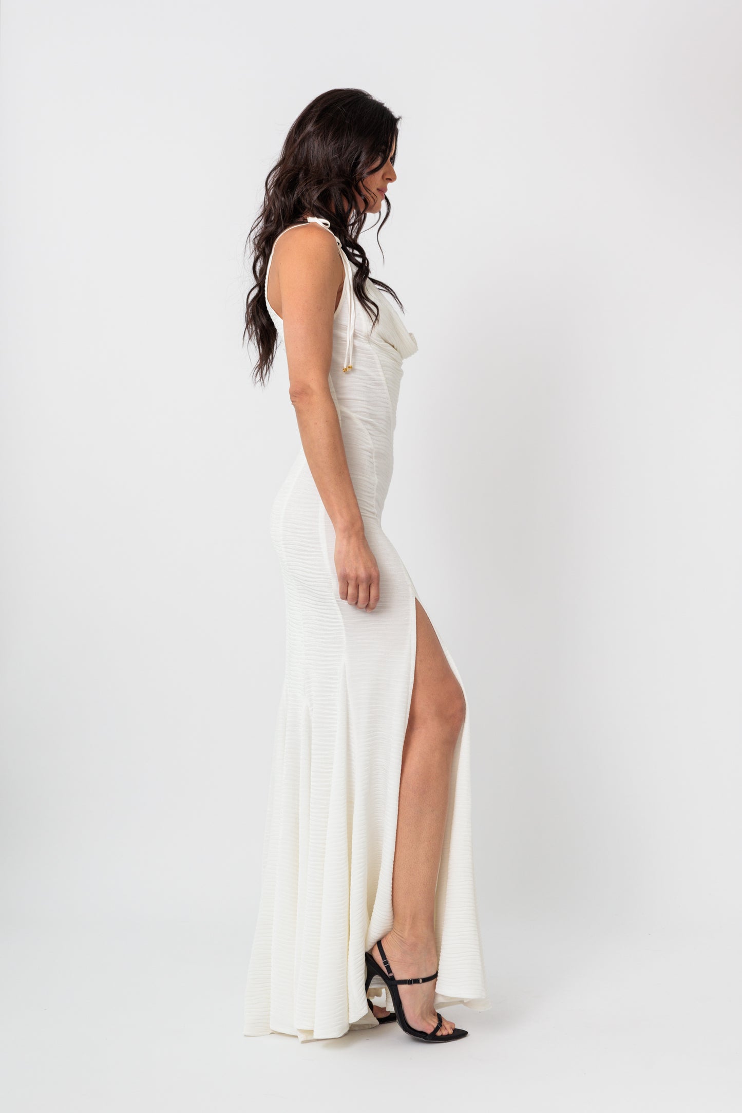 Cowl-Neck Racerback Slip Dress