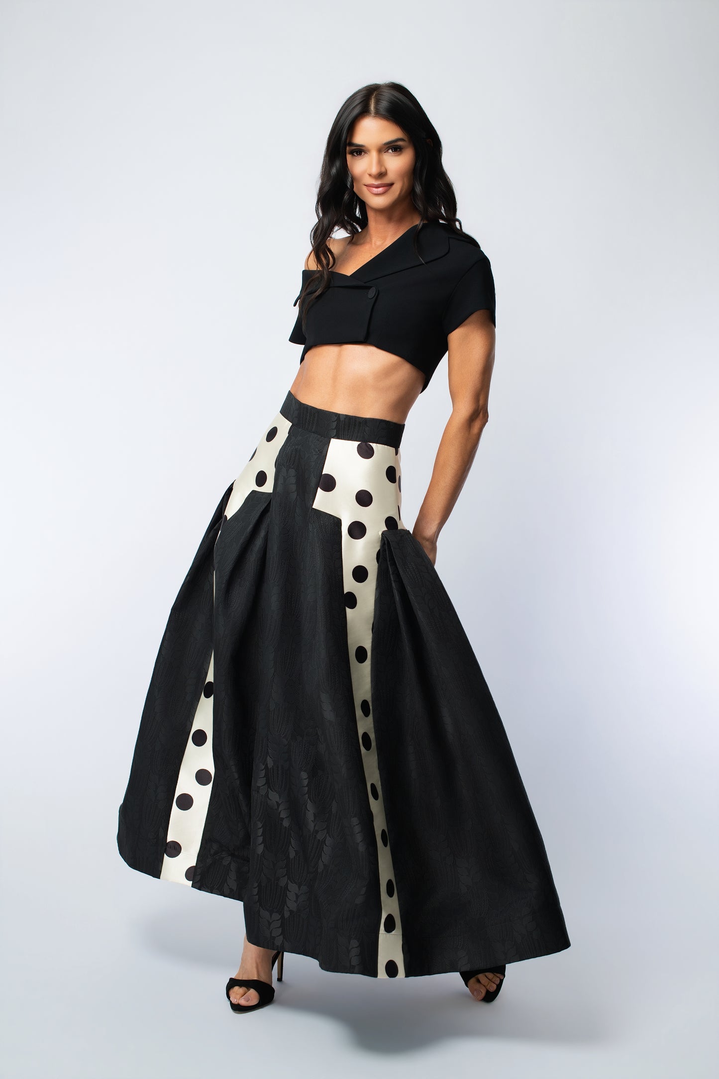 Cold Shoulder Double Breasted Cropped Jacket