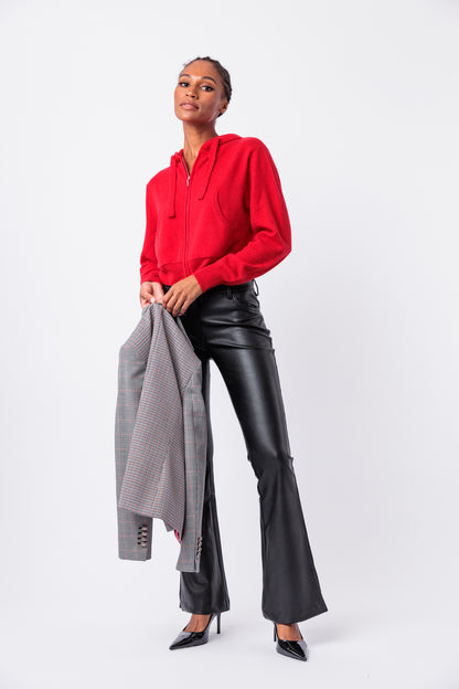 Ruby Zipper Cropped Cashmere Hoodie