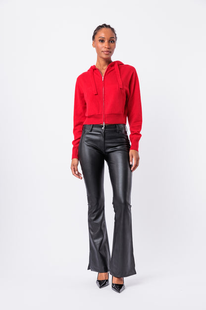 Ruby Zipper Cropped Cashmere Hoodie