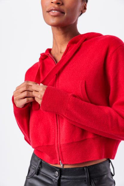Ruby Zipper Cropped Cashmere Hoodie