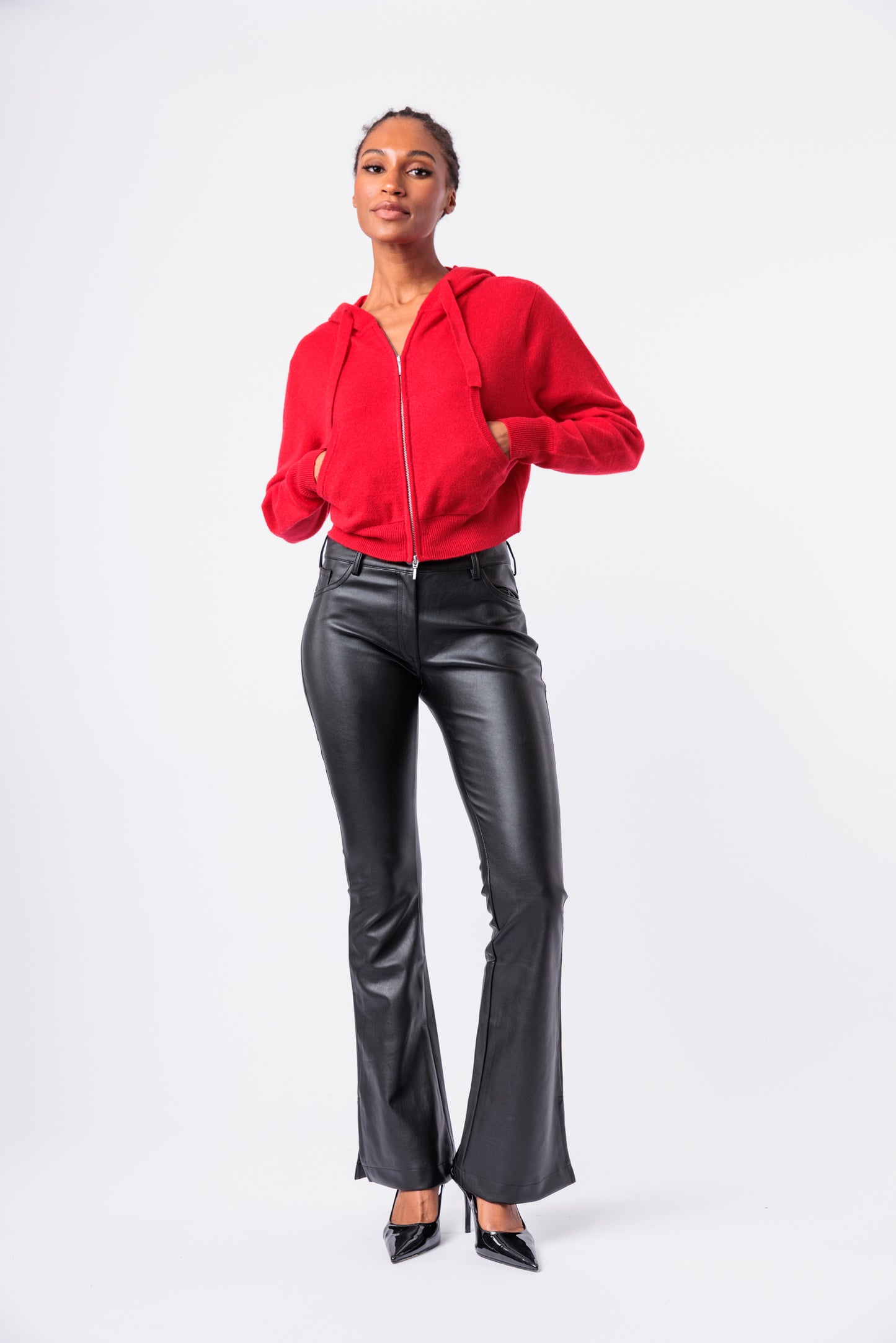 Ruby Zipper Cropped Cashmere Hoodie