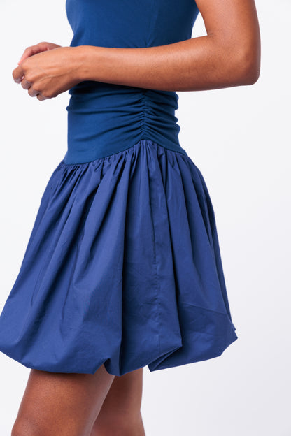 Mixed-Media Bubble Skirt Dress
