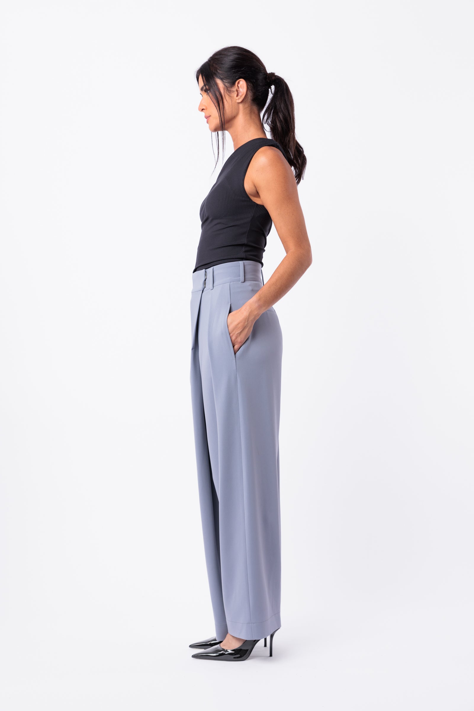 Wide Leg Asymmetrical Crossover Pant – Daniela Corte