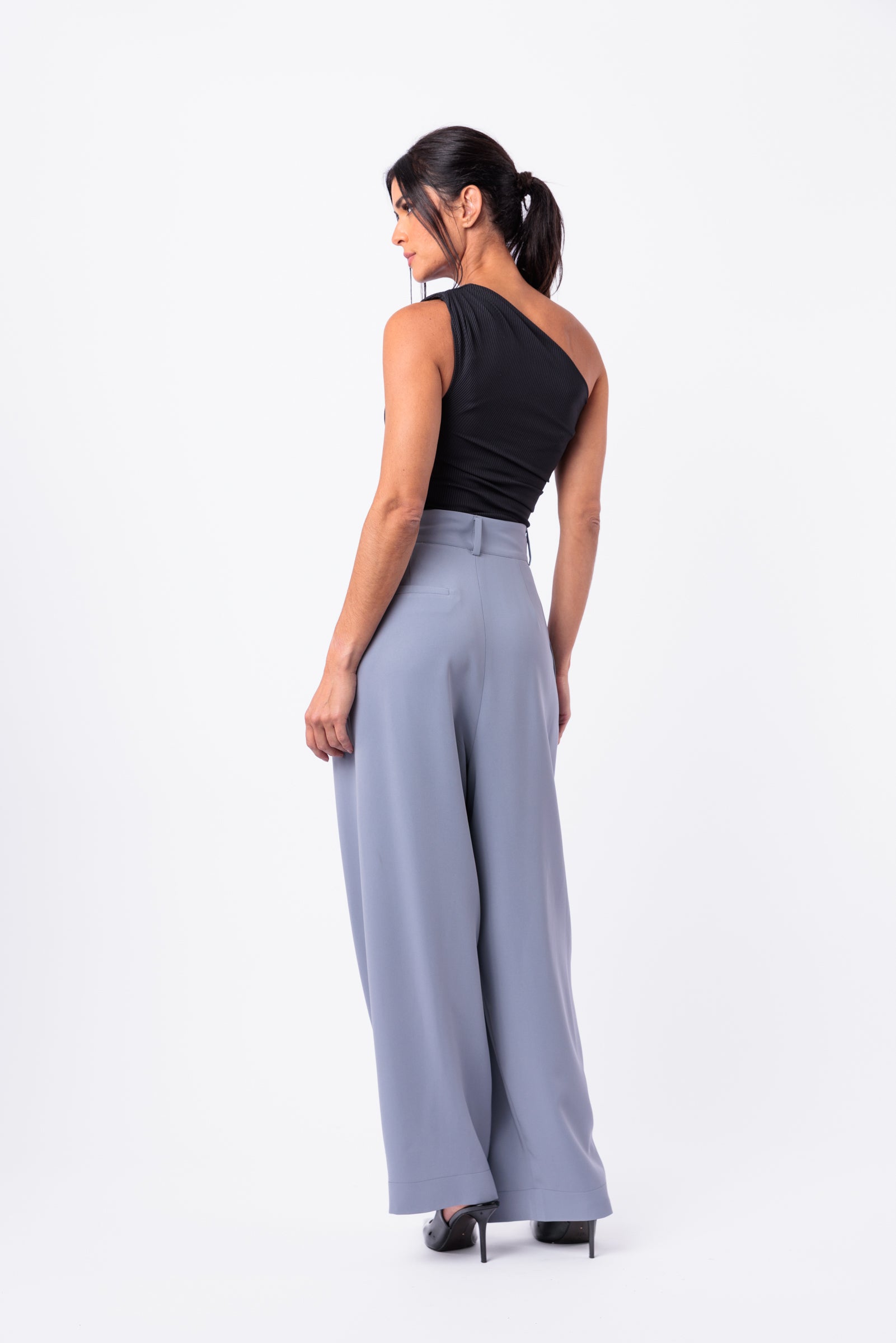 Wide Leg Asymmetrical Crossover Pant – Daniela Corte