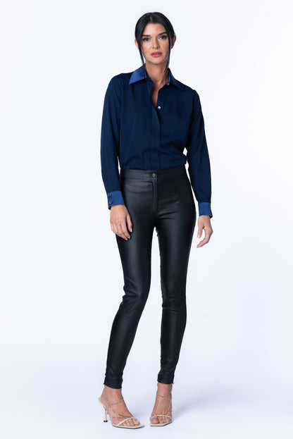 Frayed Classic Button Down Blouse