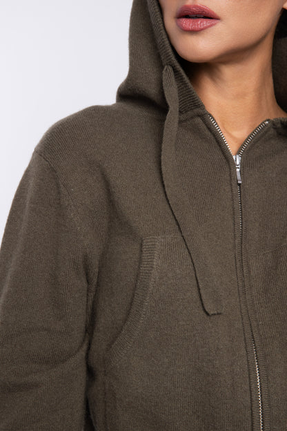 Ruby Zipper Cropped Cashmere Hoodie