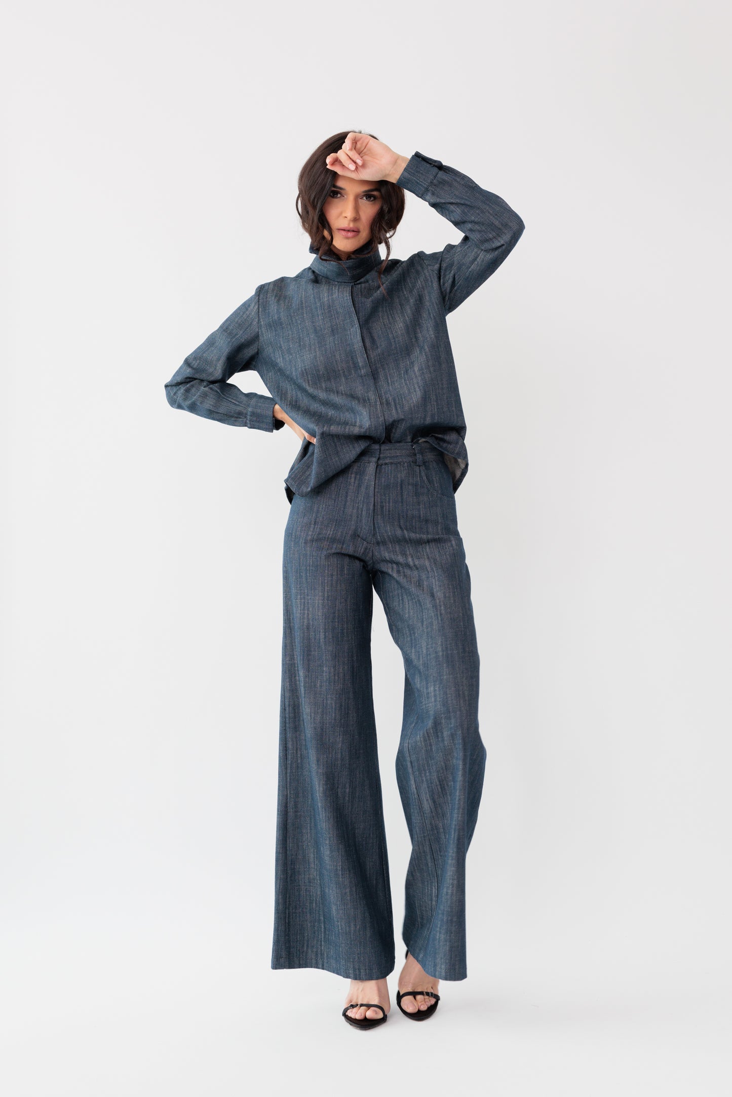 Necktie Denim Blouse