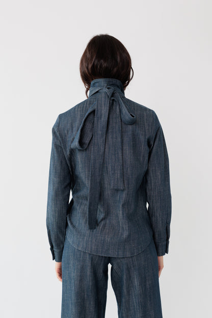 Necktie Denim Blouse