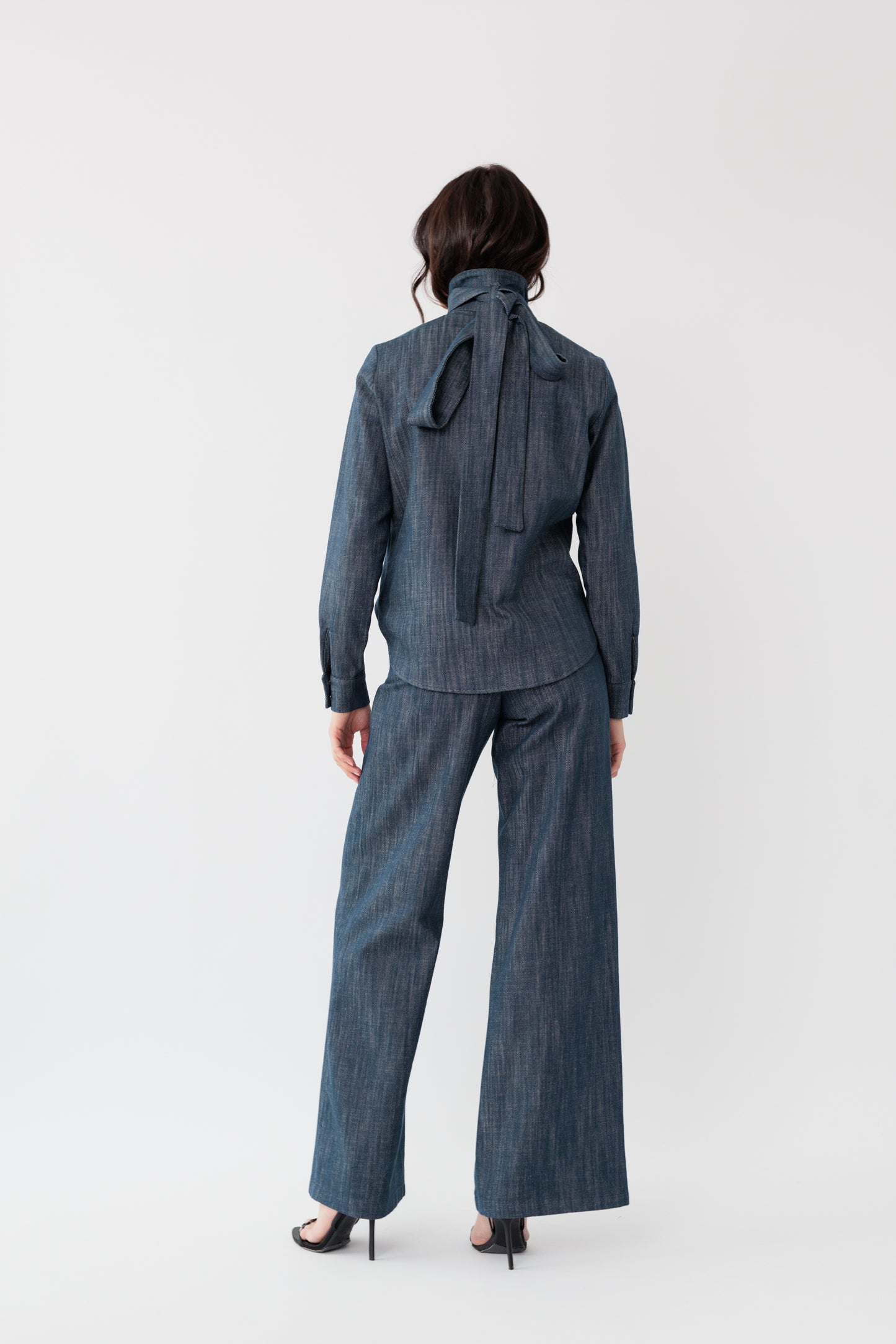 Necktie Denim Blouse