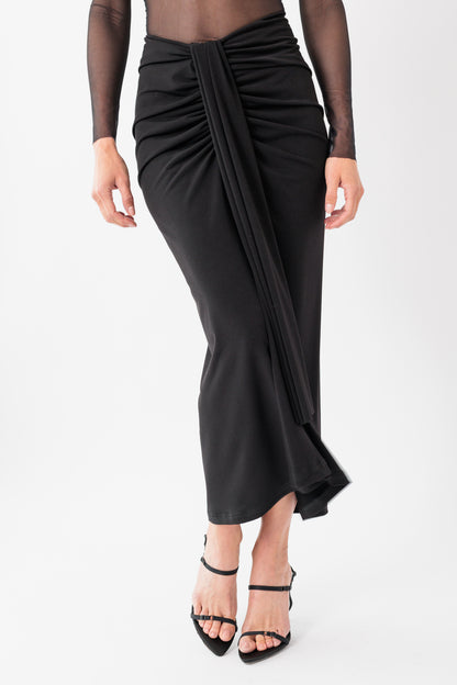 Ruched Draped Midi Skirt