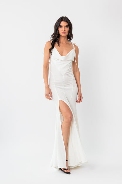 Cowl-Neck Racerback Slip Dress