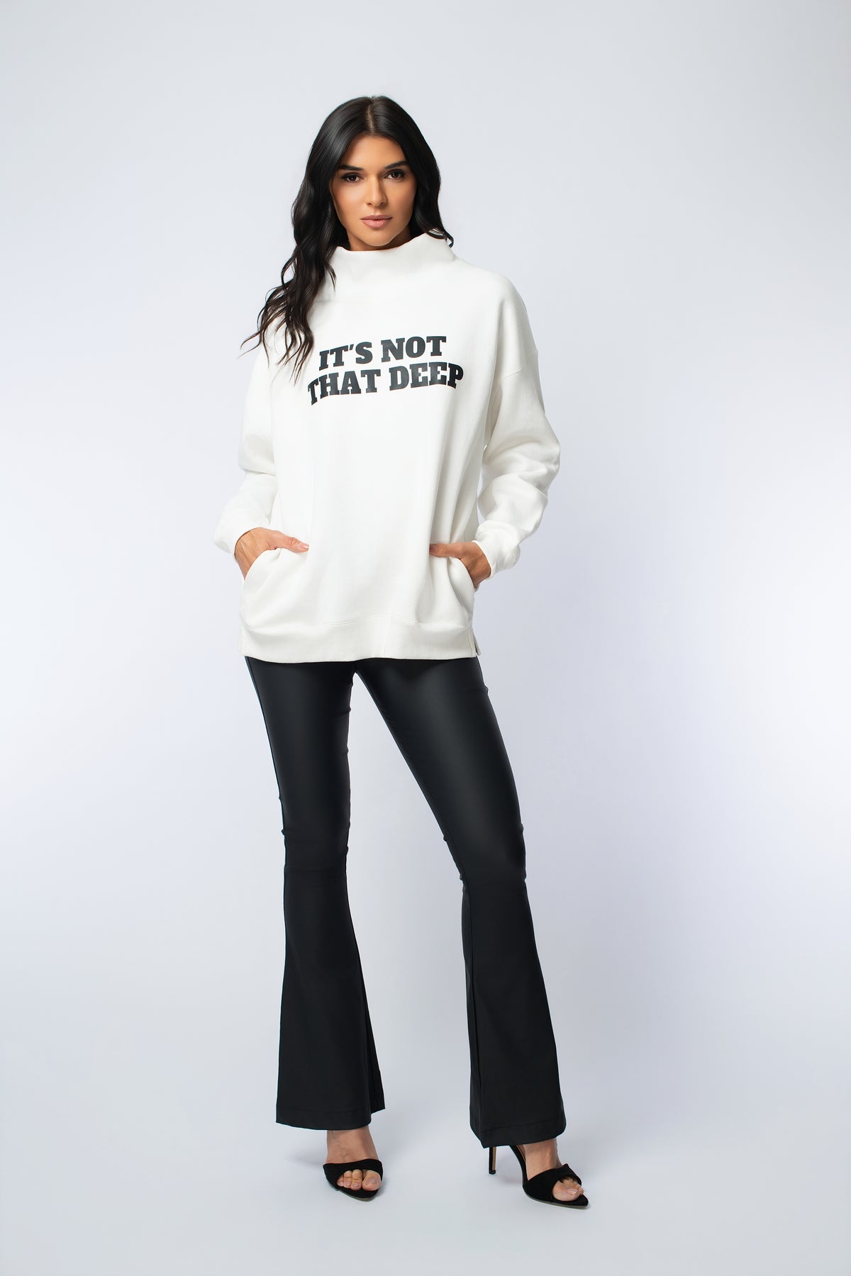 Funnel Neck “It’s Not That Deep” Sweatshirt Top