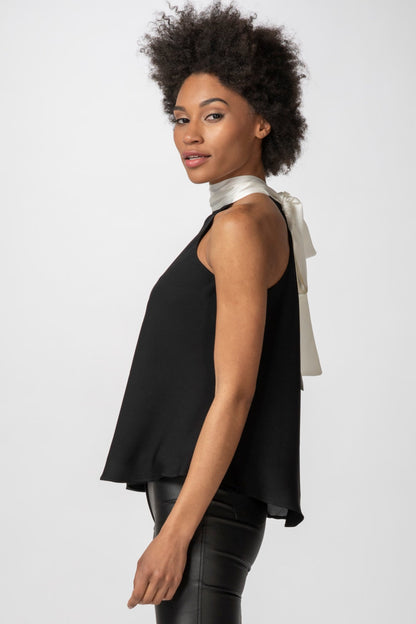 Black with white tie