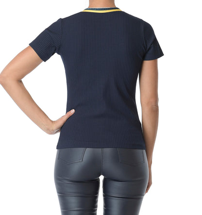 Navy with Yellow Lurex Trim