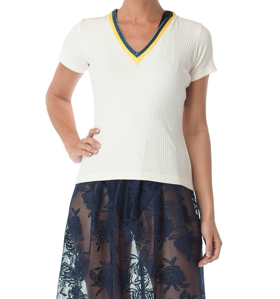 White with Yellow Lurex Trim