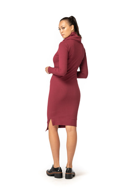 Cranberry Rib with Asymmetrical Hemline